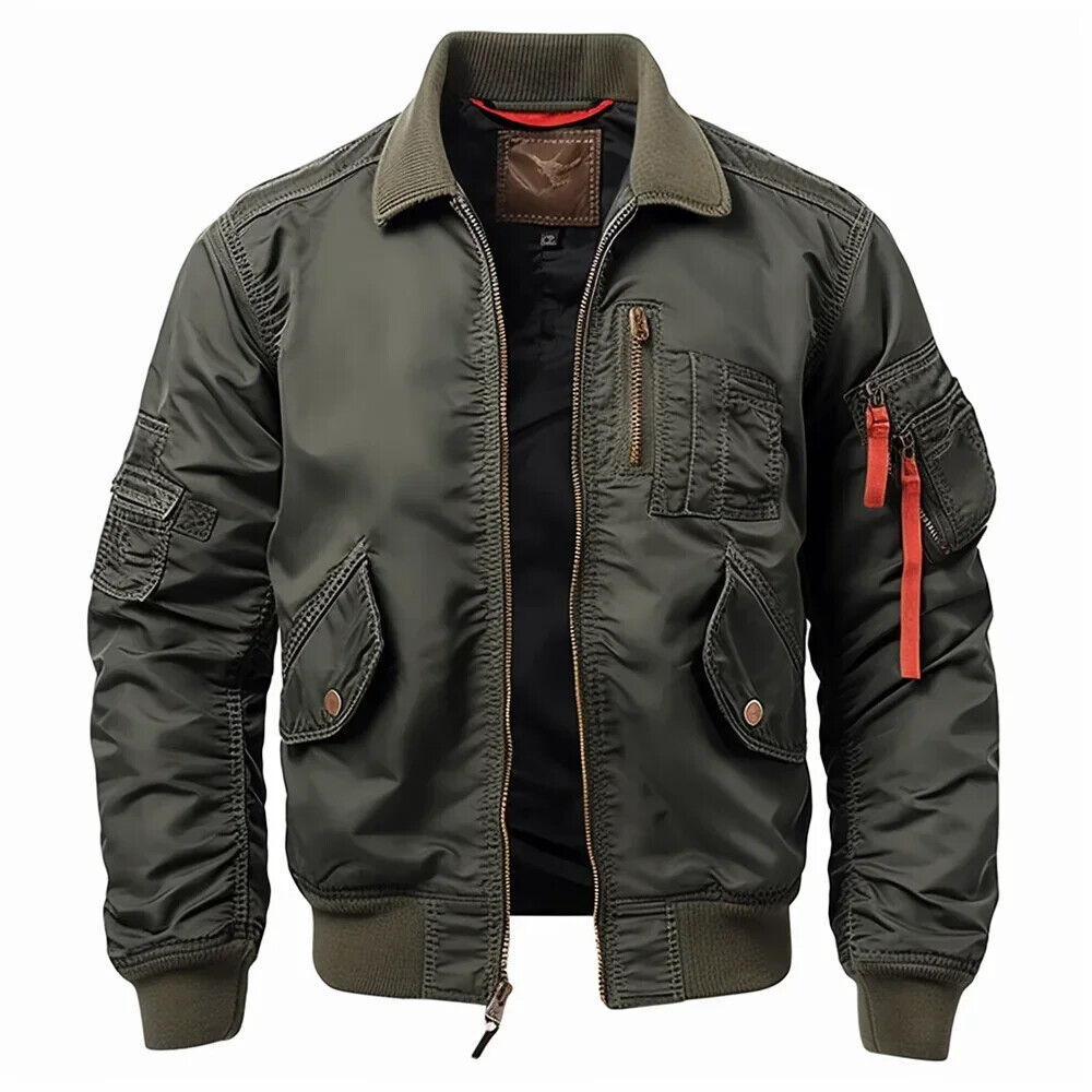 Rugged Old Green Army Bomber Jacket