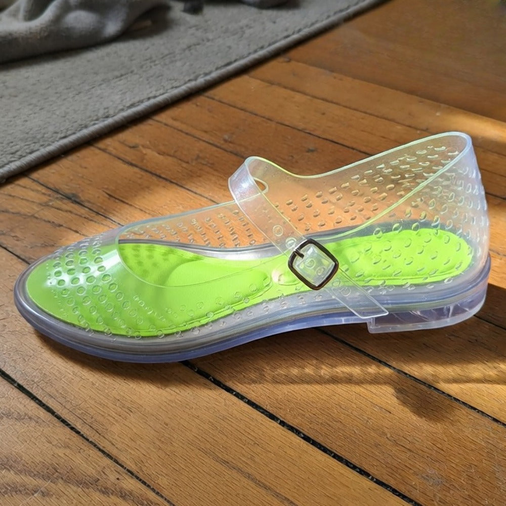 Eco Caged Mary Jane Jelly Flats