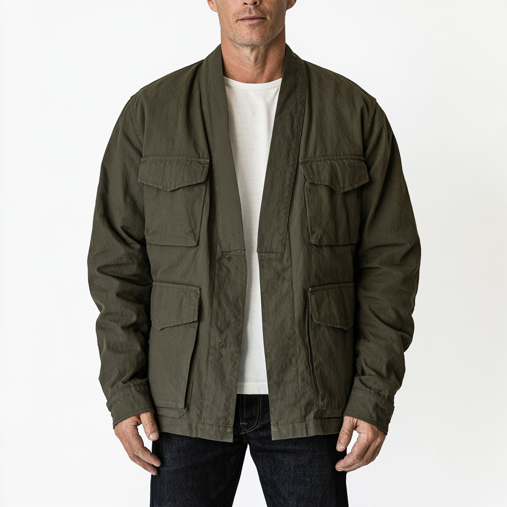 The Band Collar Field Layer | Olive Four-Pocket Jacket