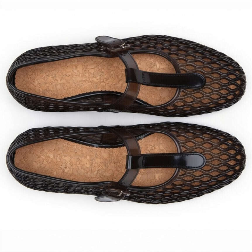 Black Woven Jelly Mary Jane Shoes