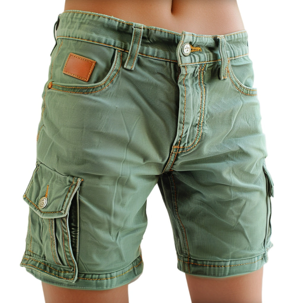 Men’s Vintage Distressed Denim Shorts – Faded, Washed, Rugged Old Look