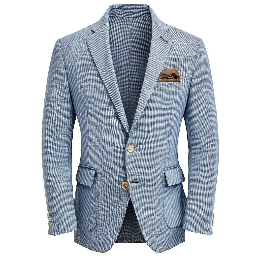 Blue Grey Mini Check Casual Jacket