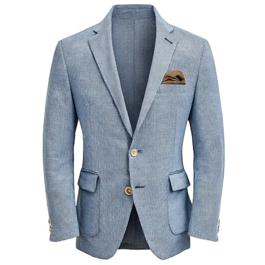 Blue Grey Mini Check Casual Jacket