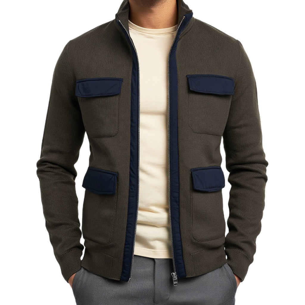 Olive Knit Field Jacket