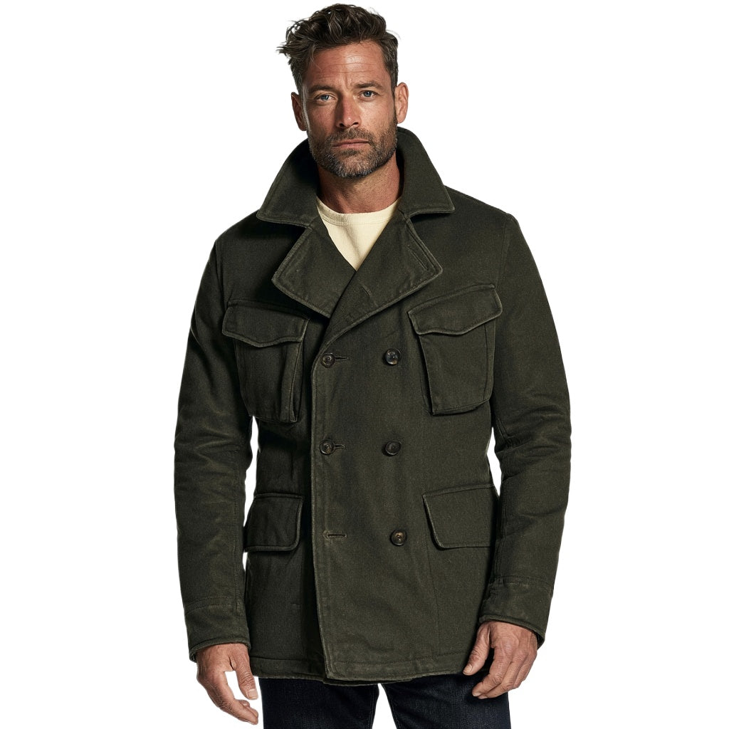 The Officer Crossover Jacket | Olive Double-Front Four-Pocket Layer