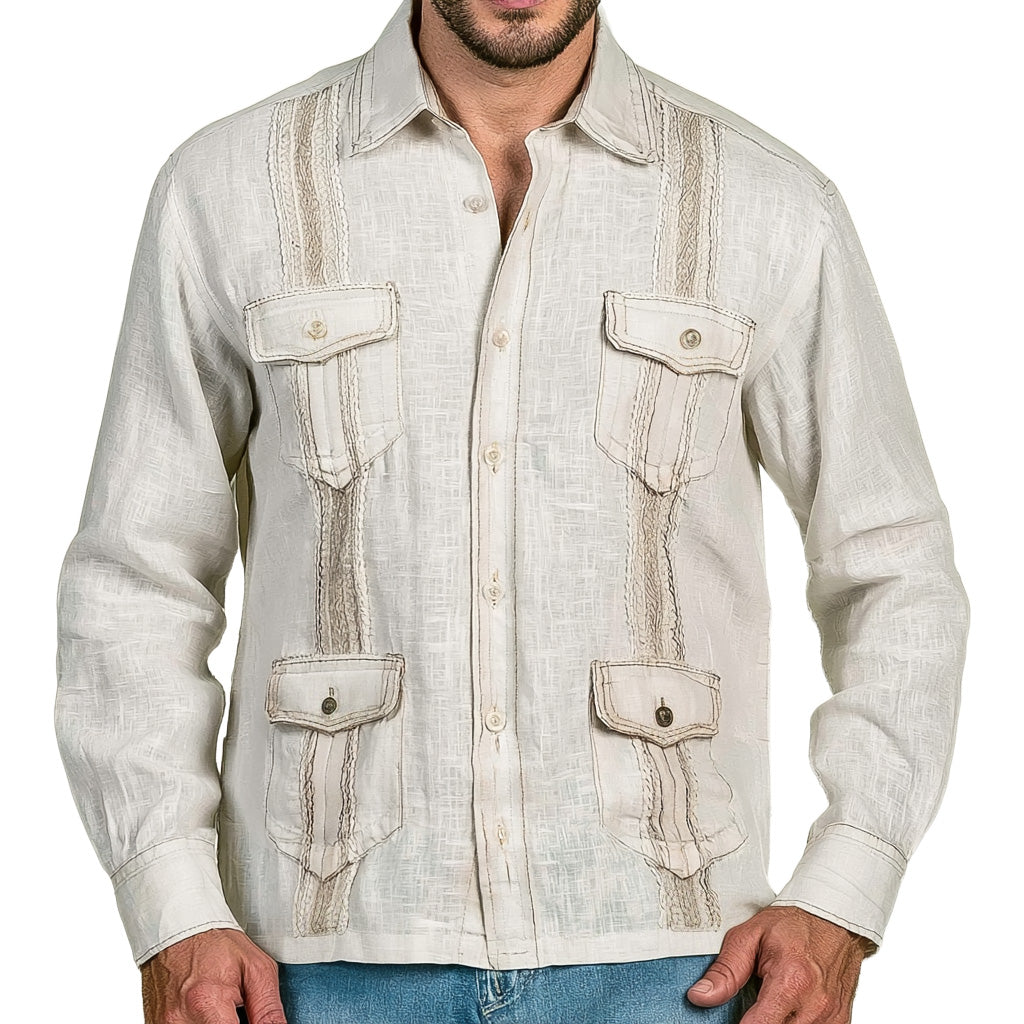 Rustic Linen Guayabera Shirt
