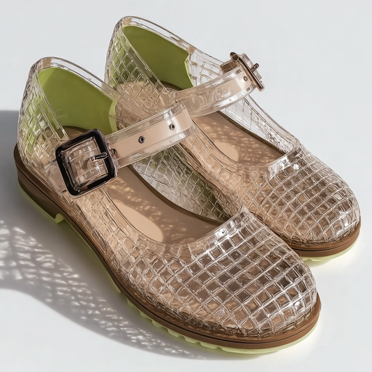 Transparent Woven Jelly Mary Jane Shoes