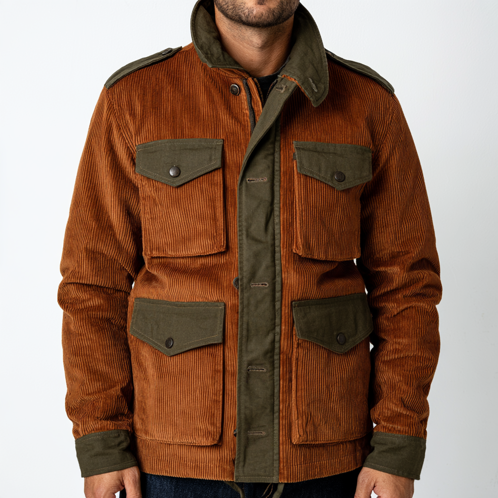 The Workshop Cord Field Jacket | Rust and Olive Four-Pocket Layer