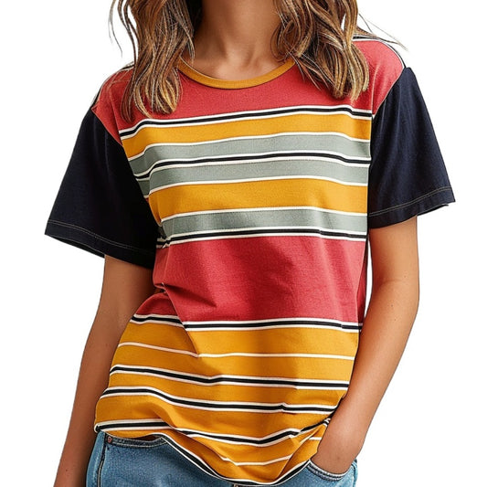 T-shirt à blocs de couleurs pour femmes