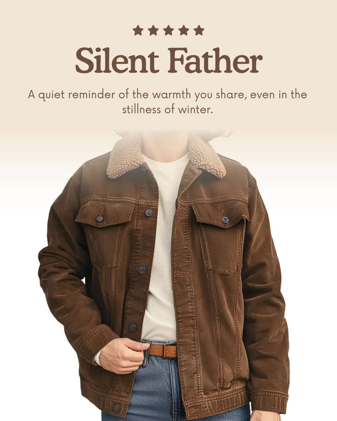 Veste d'hiver marron pour papa, doublée en sherpa — Pour les pères discrets 