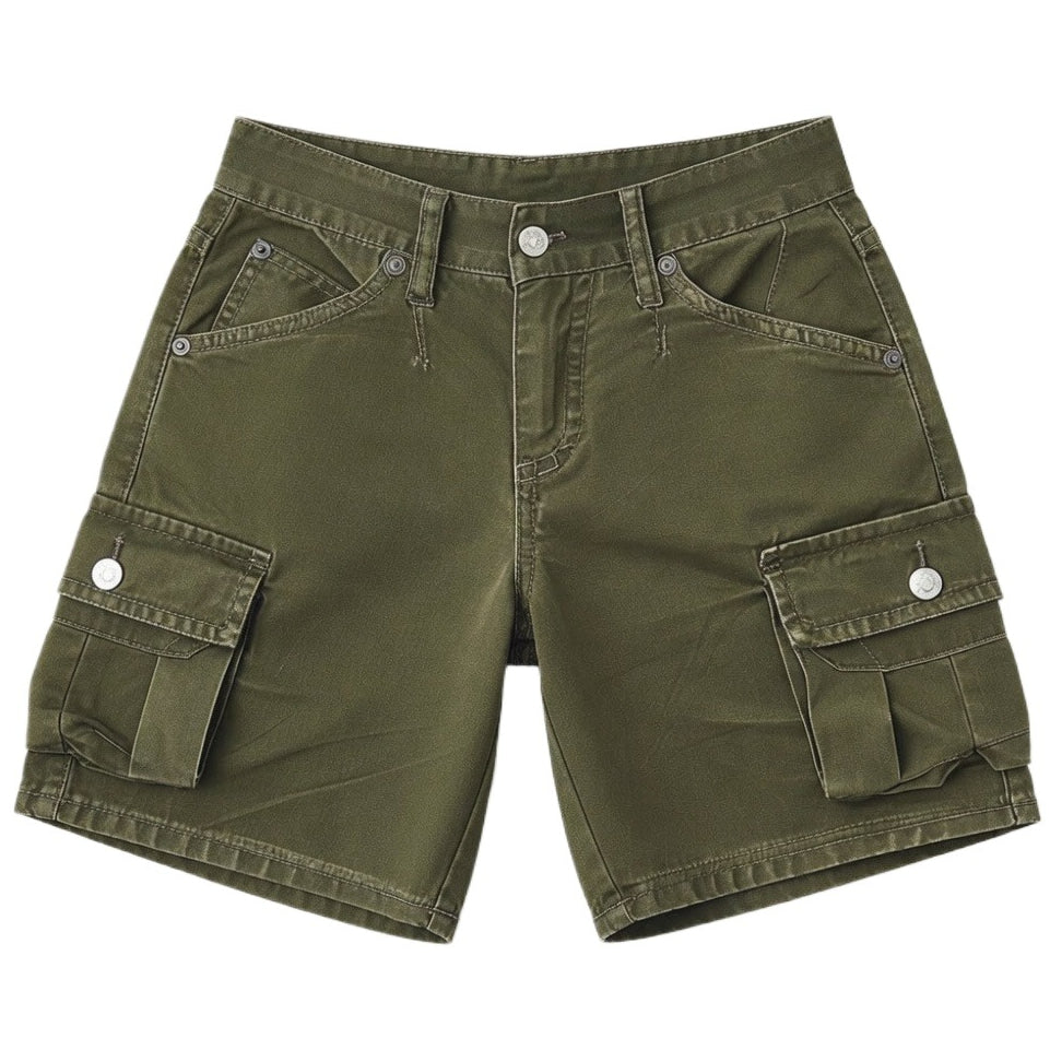 Women Olive Green Cargo Shorts