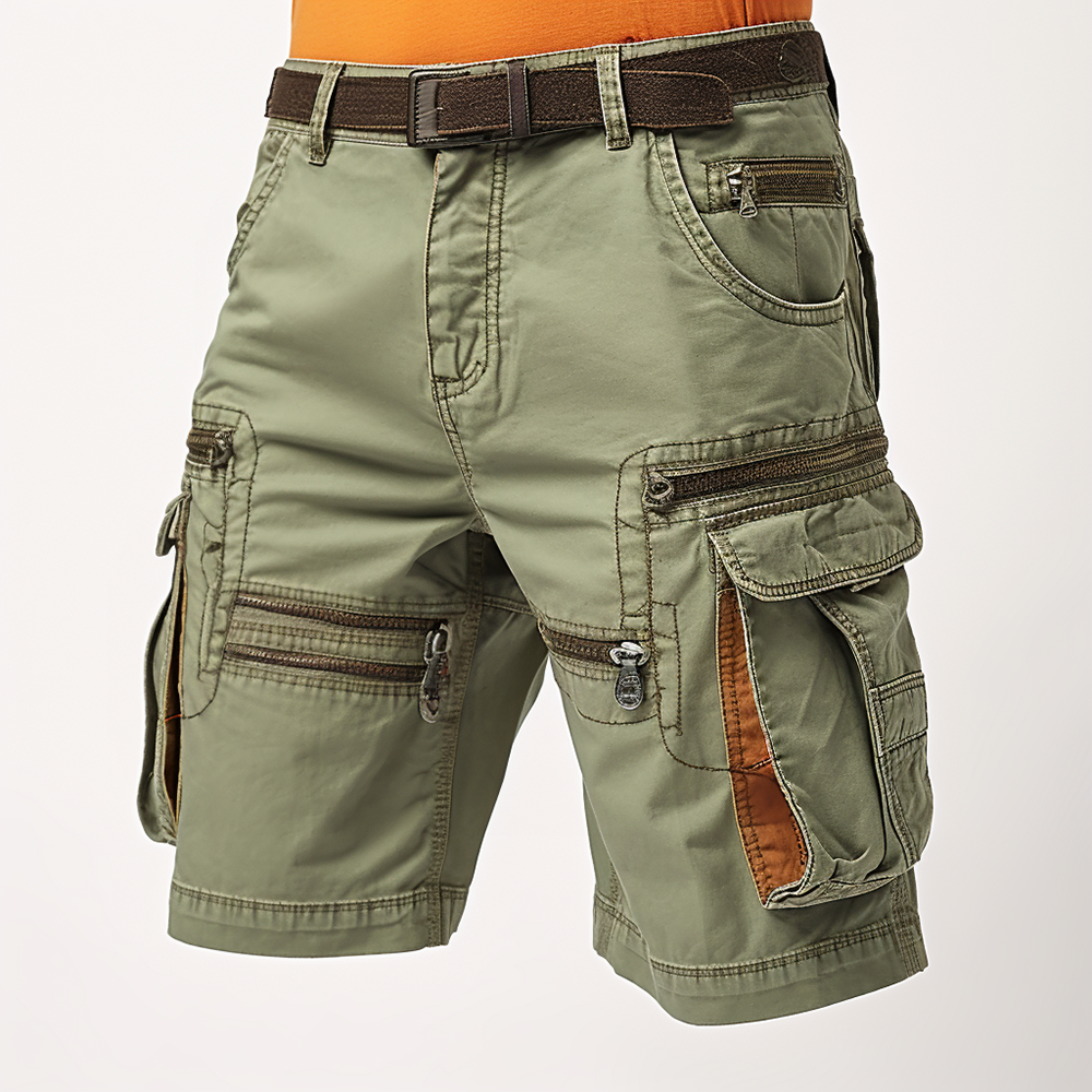 Multi-Pocket Utility Shorts – Zipper Accent