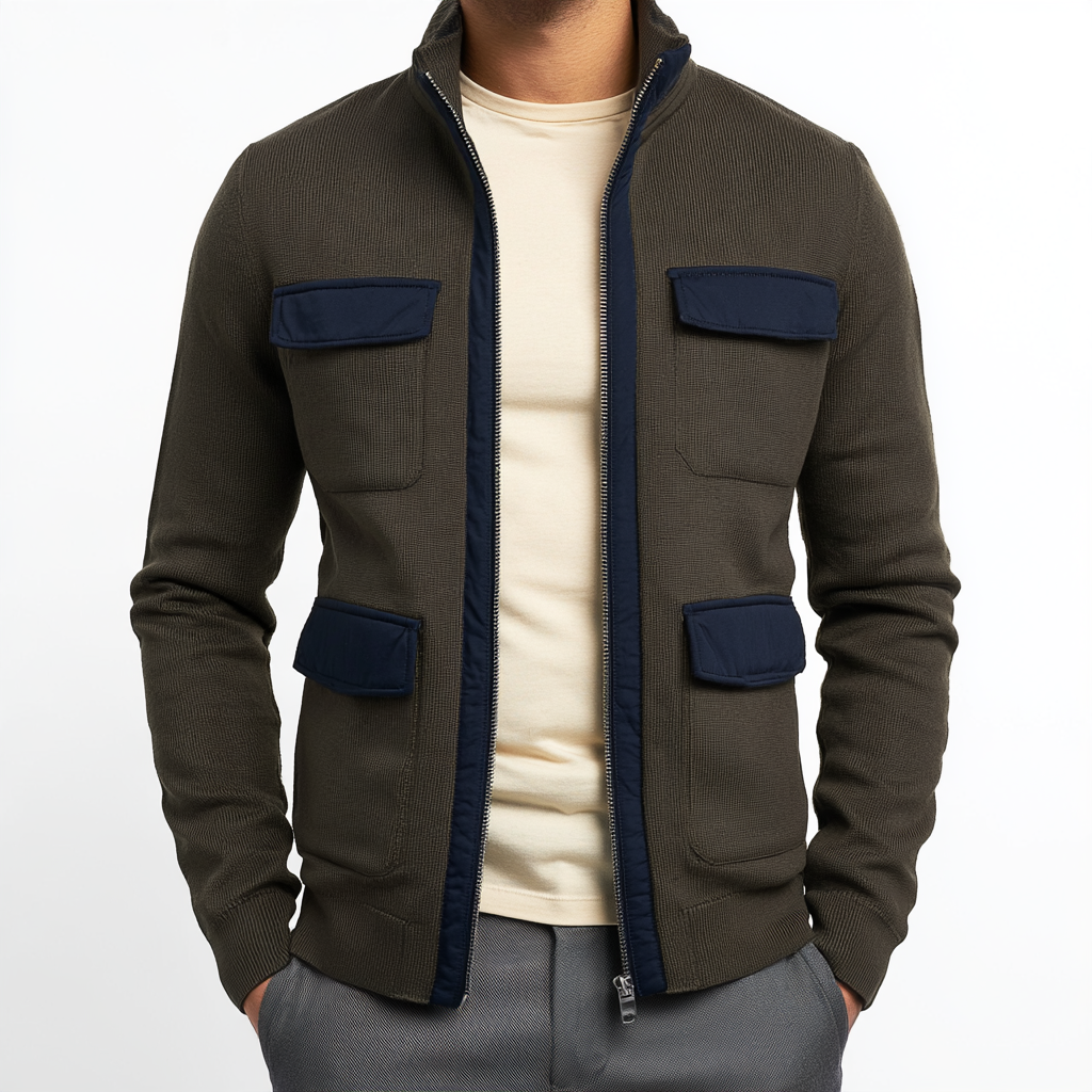 Olive Knit Field Jacket