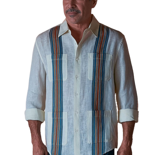Men’s Resort Dinner Linen Guayabera Shirt