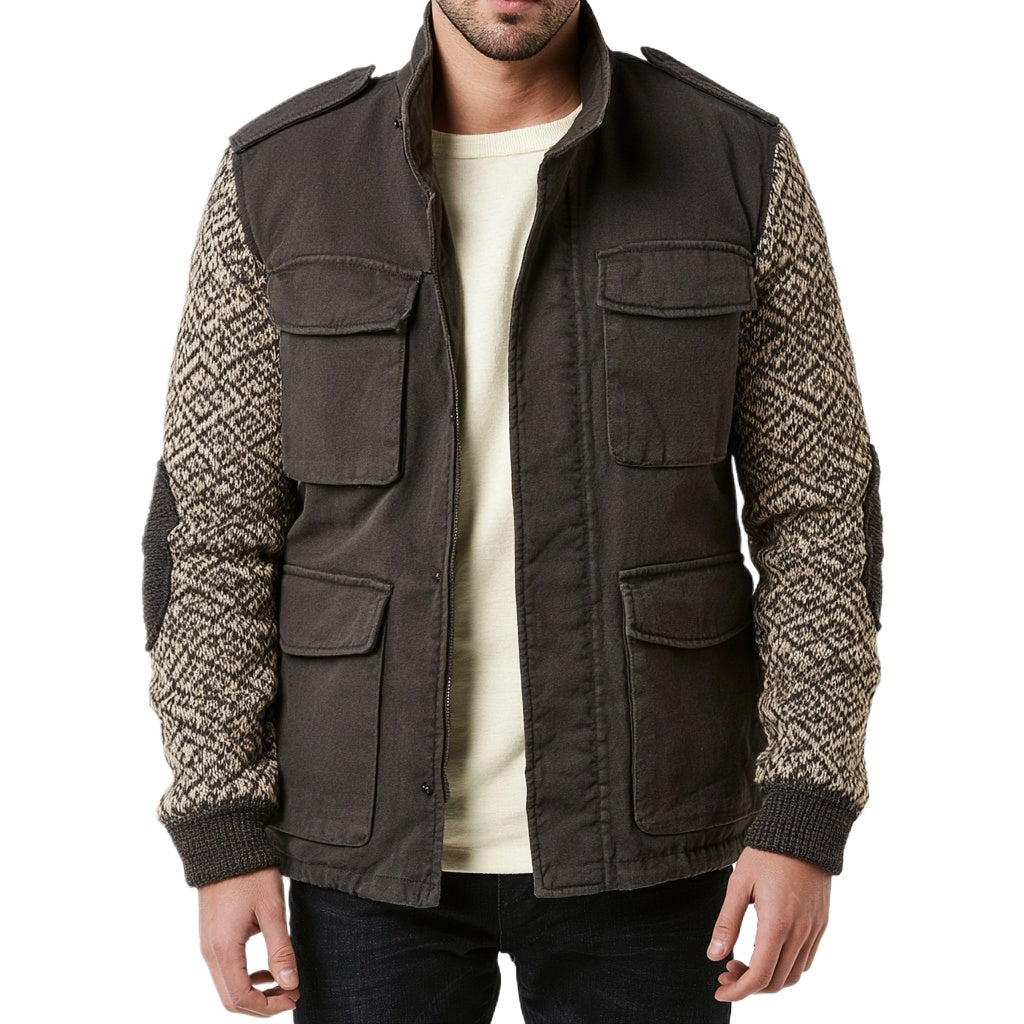 Nordic Knit-Sleeve Field Jacket