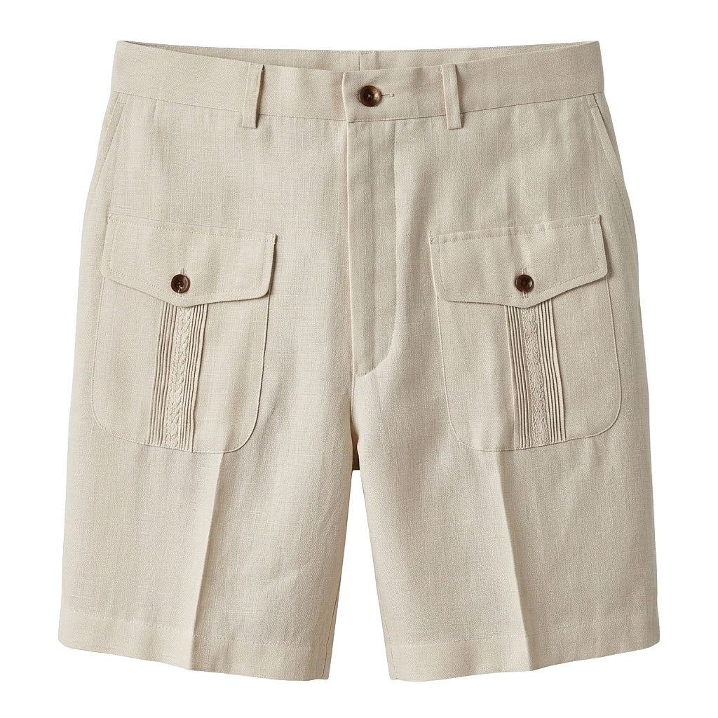 100% Linen Guayabera Shorts