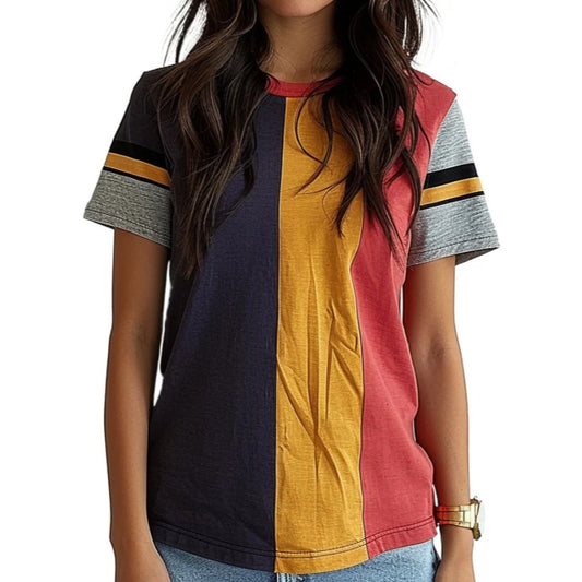 T-shirt à blocs de couleurs pour femmes