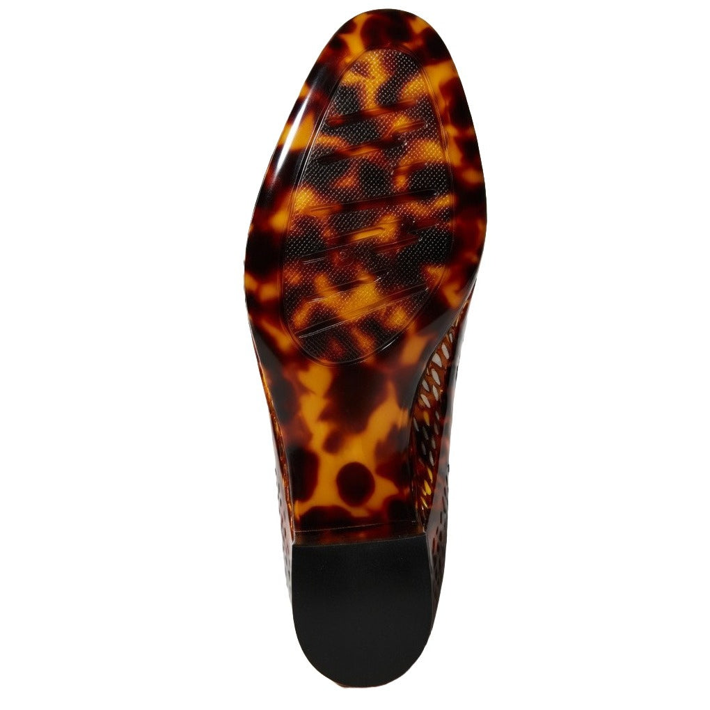 Tortoise Shell Perforated Jelly Loafer