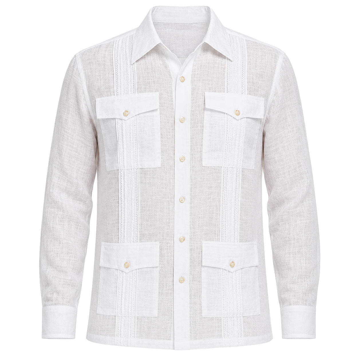 Ultra-Light White Linen Guayabera Shirt