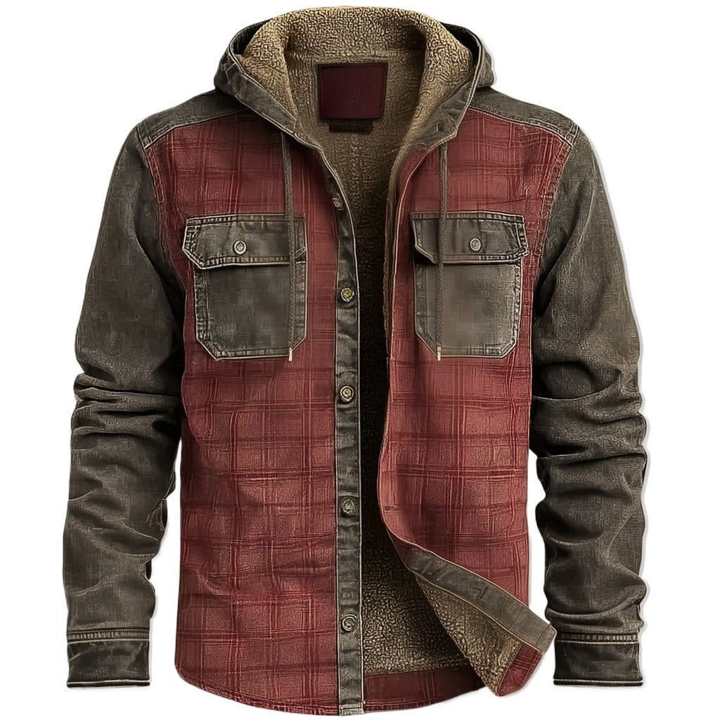 Mens Winter Vintage Flannel Coat