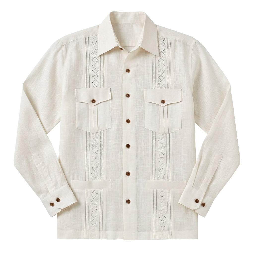 Classic Ivory Linen Guayabera Shirt