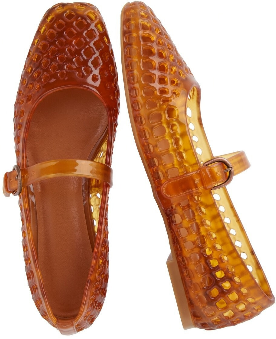 Amber Tortoise Jelly Mary Jane Shoes