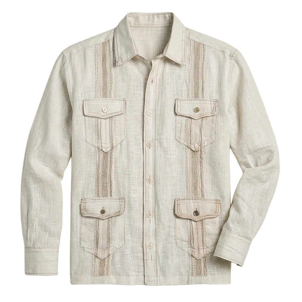 Rustic Linen Guayabera Shirt