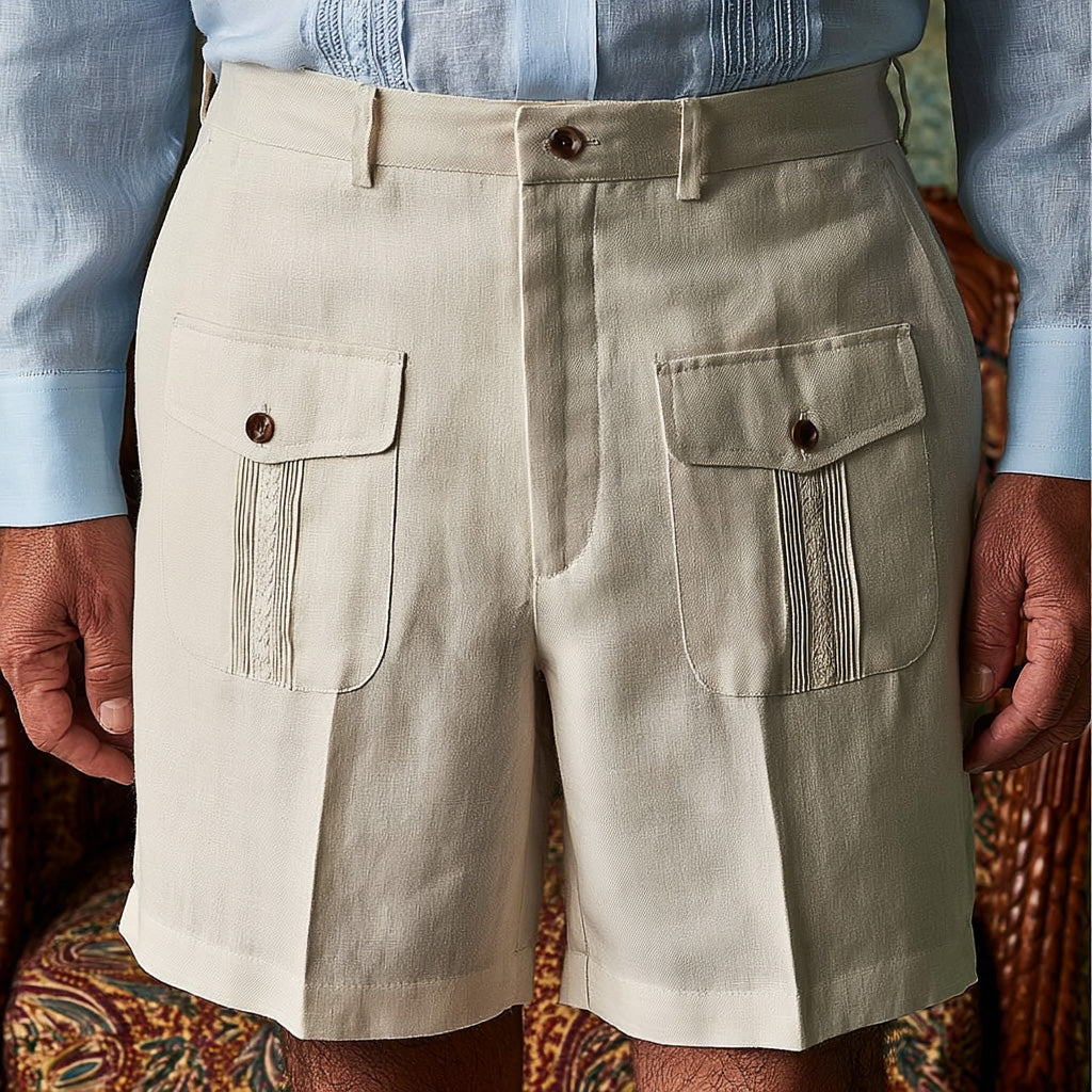 100% Linen Guayabera Shorts