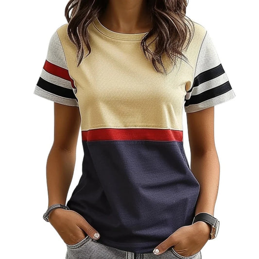 T-shirt à blocs de couleurs pour femmes