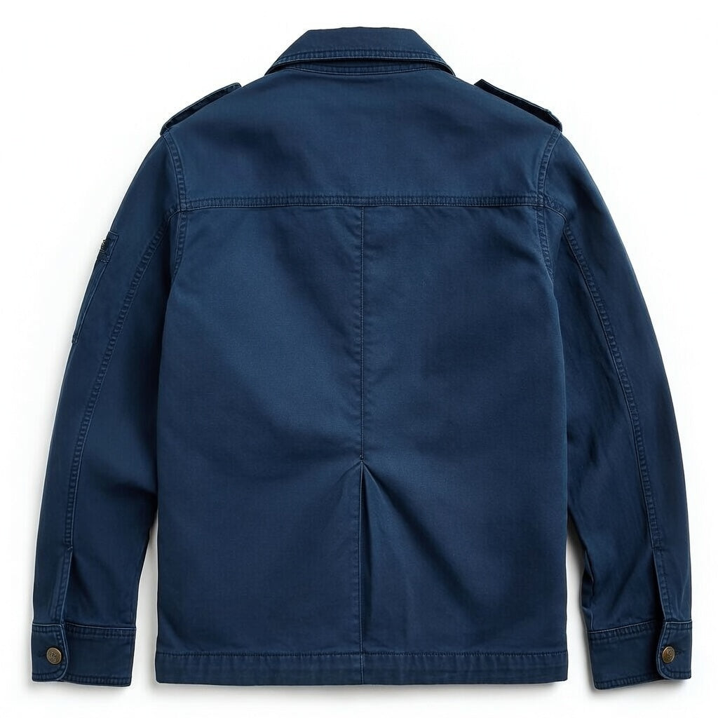 Men's Navy Cotton Utility Jacket - Zip Front Workwear Field Coat