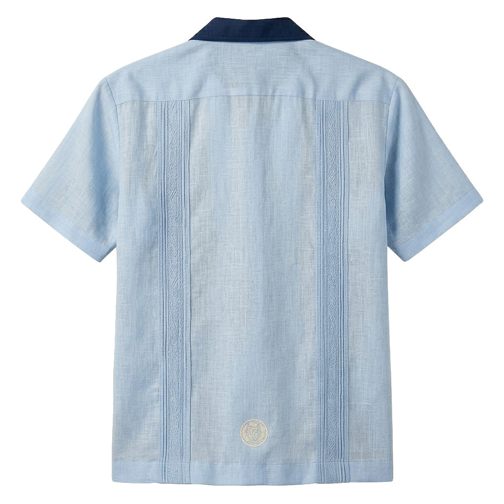 Two-Tone 4-Pocket Linen Guayabera Shirt