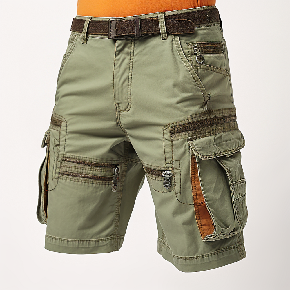 Multi-Pocket Utility Shorts – Zipper Accent