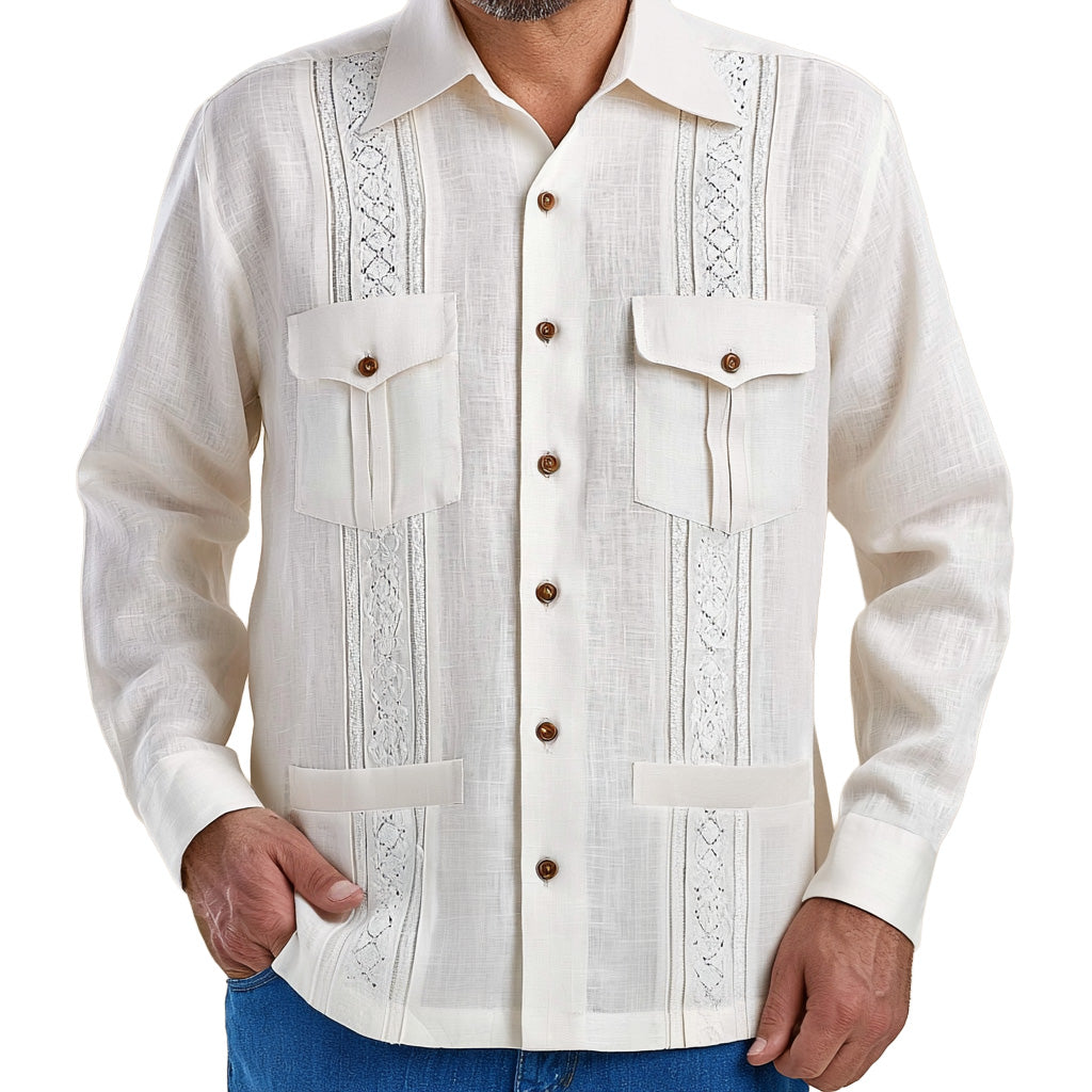 Classic Ivory Linen Guayabera Shirt