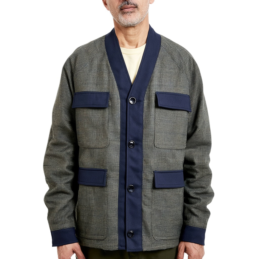 Shadow Check Band Field Jacket | Navy-Trim Four-Pocket Layer