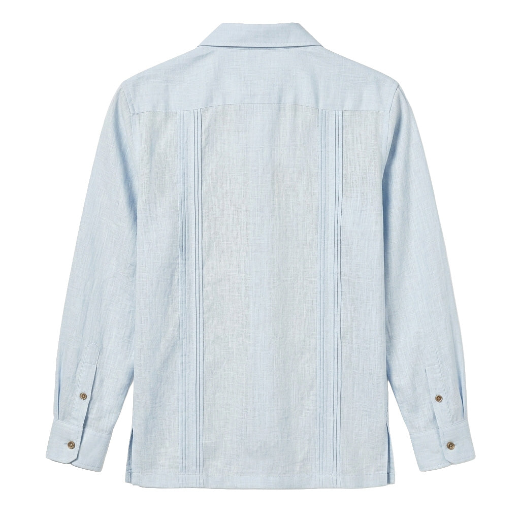 Men’s 100% Linen Classic Long Sleeve Guayabera Shirt