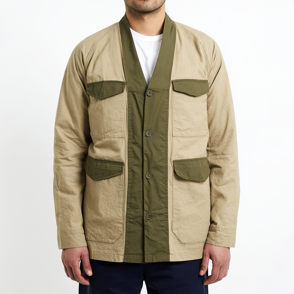 Sandstone Band Field Jacket | Sand and Olive Four-Pocket Layer