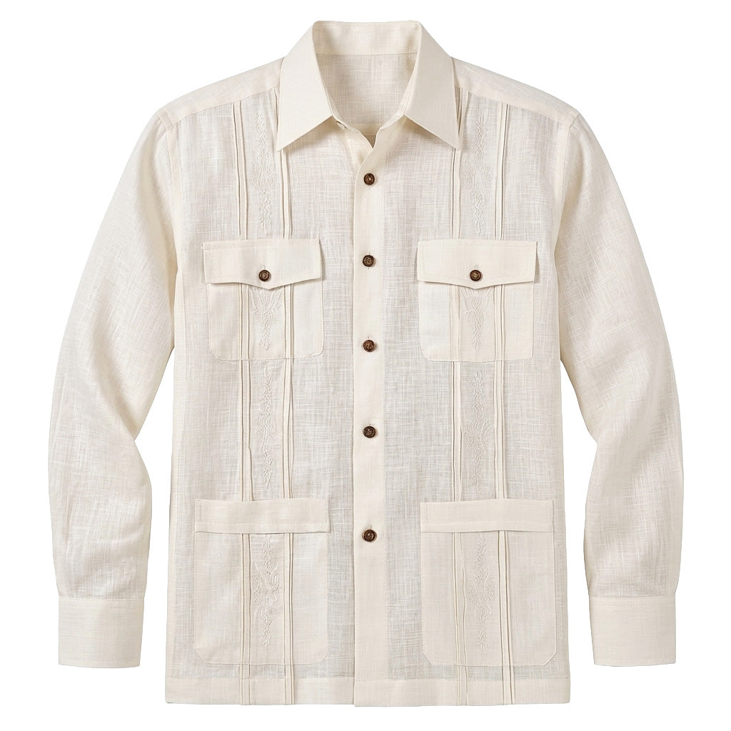 100% Linen Classic 4-Pocket Guayabera Shirt