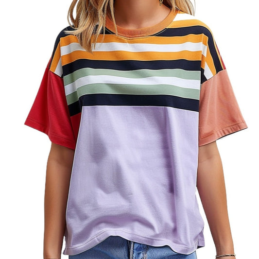 T-shirt à blocs de couleurs pour femmes