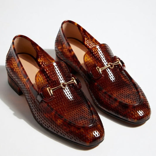 Tortoise Shell Perforated Jelly Loafer