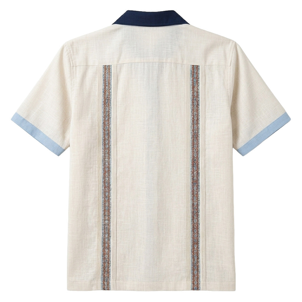 Men’s 100% Linen Retro Resort Guayabera Shirt
