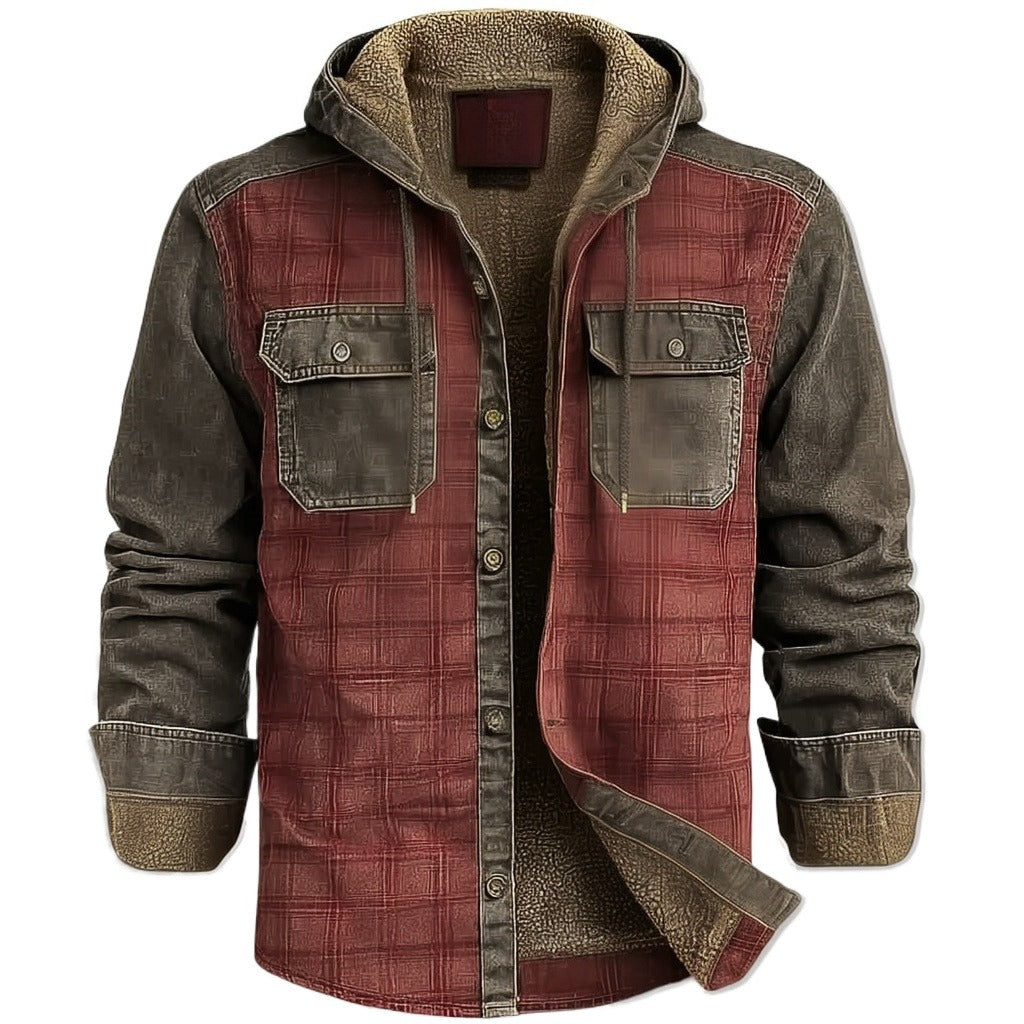 Mens Winter Vintage Flannel Coat