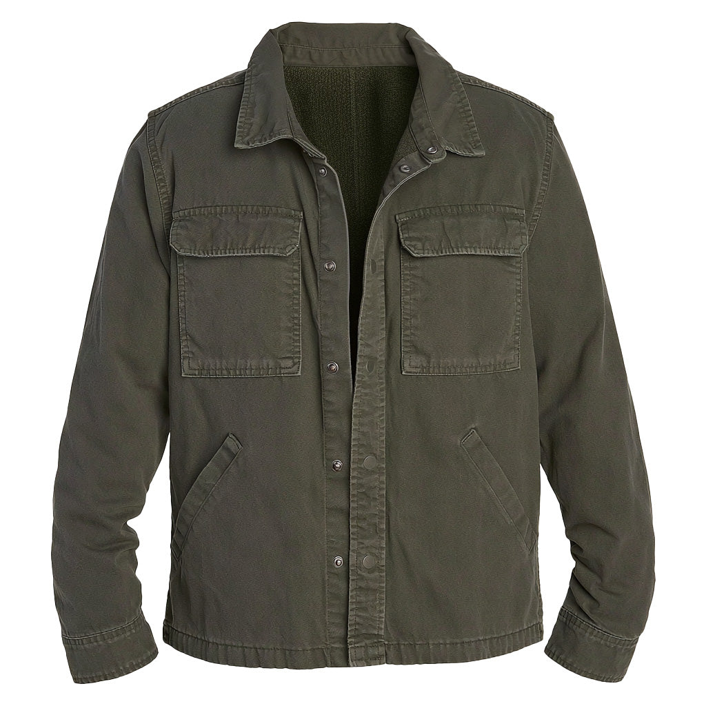 Men’s Lightweight Washed Canvas Work Shirt Jacket
