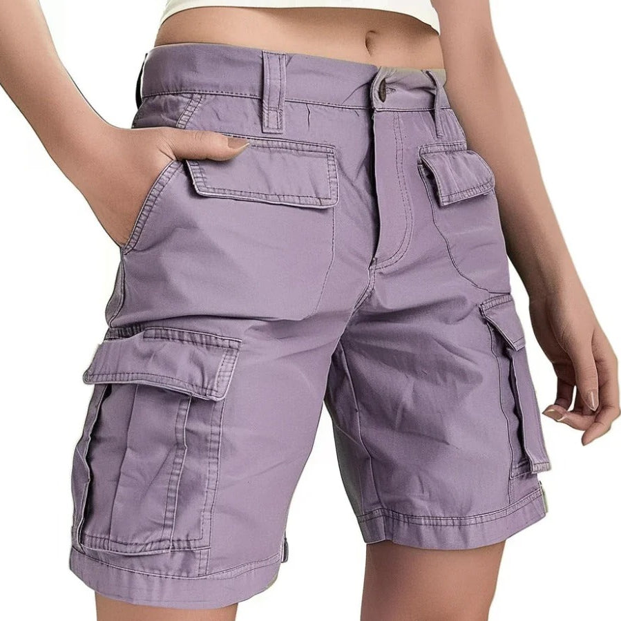 Women Low Rise Cargo Shorts Purple 2024