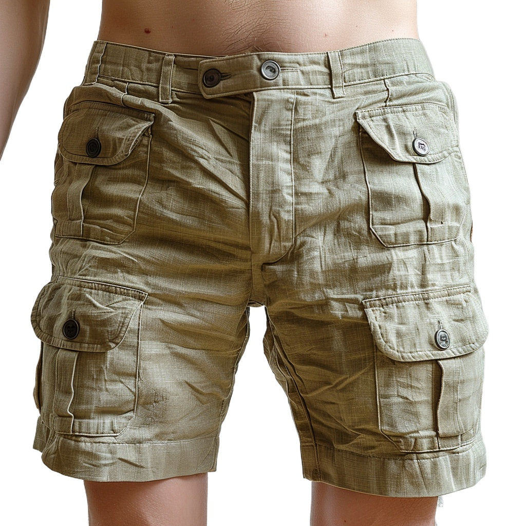 Linen Baggy Cargo Shorts Men