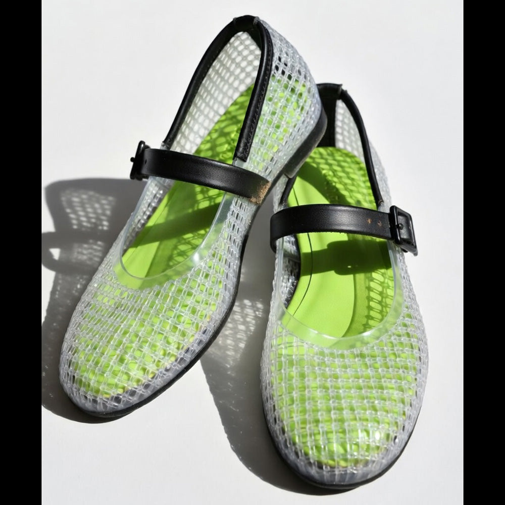 Eco Caged Mary Jane Jelly Flats