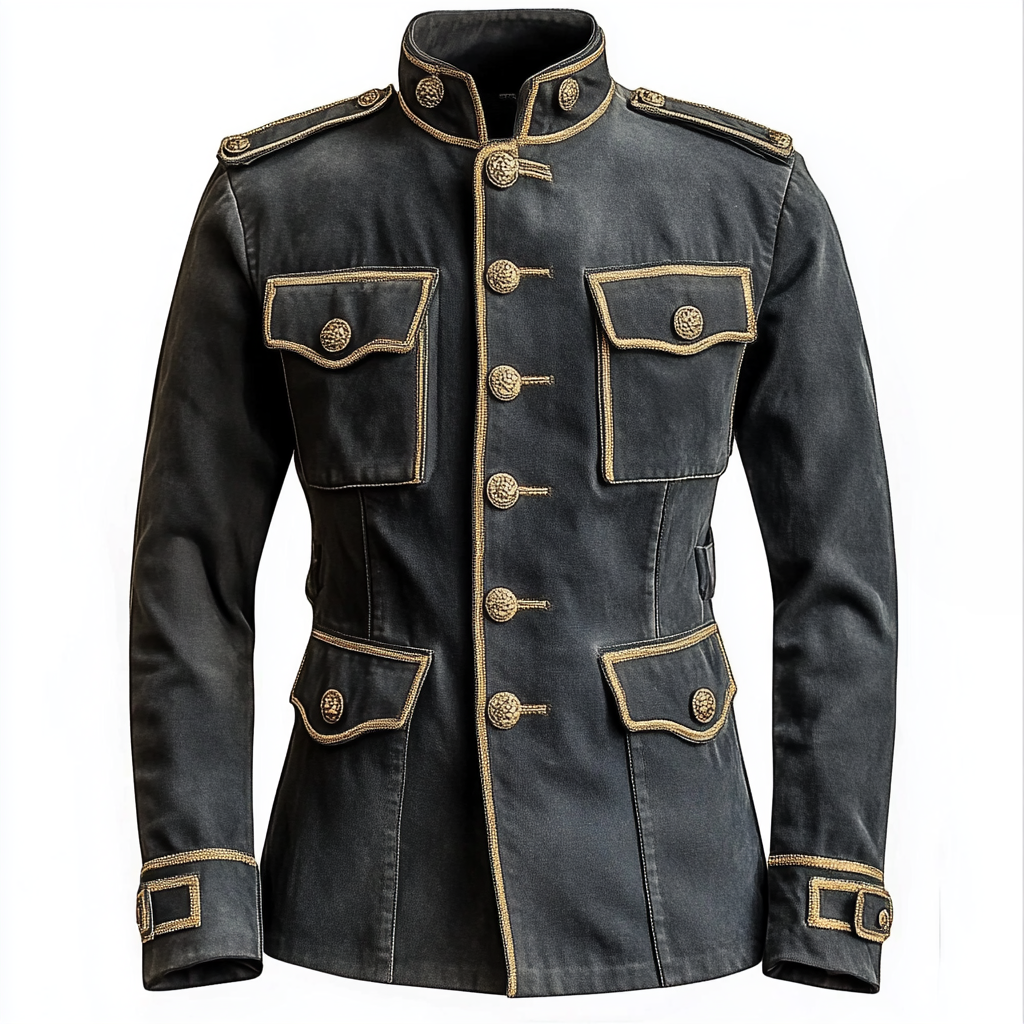 Men's Napoleon Military Jacket Velvet Black Gold Embroidered Double Breasted Ornate Hussar Blazer Cropped Fit