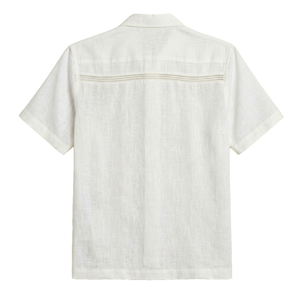 Clean White 4-Pocket Linen Guayabera Shirt