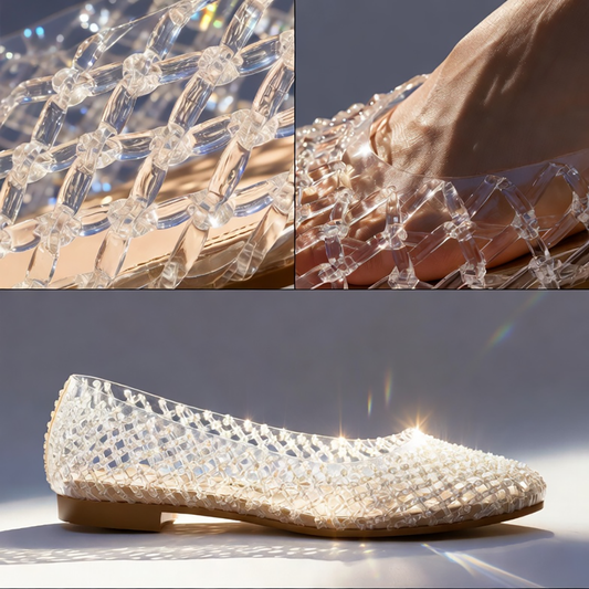 Retro Breathable Woven Jelly Ballet Flats