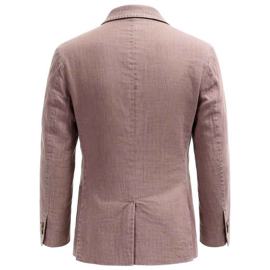 Men's Dusty Rose Textured Linen Blazer - Lightweight Casual Sport Coat