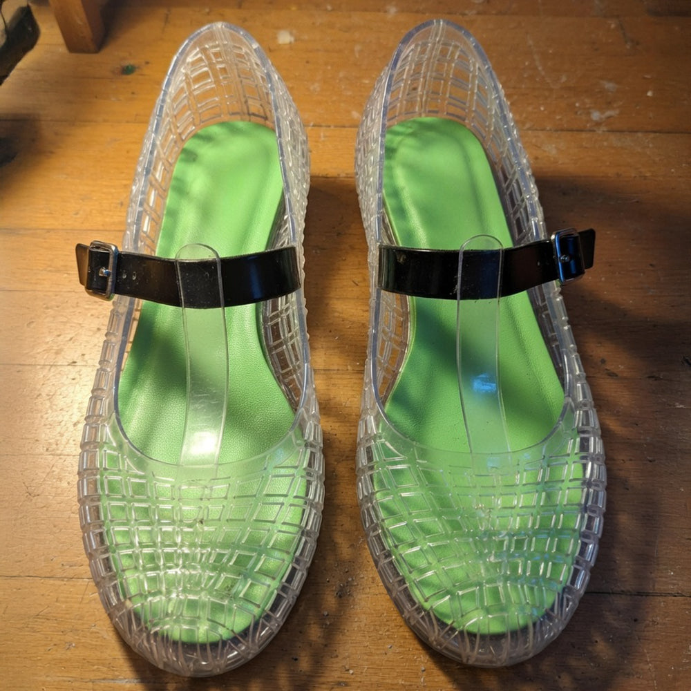 Eco Caged Mary Jane Jelly Flats